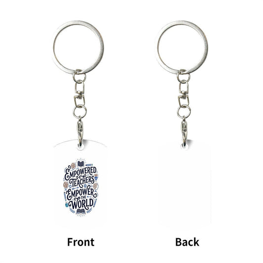 Empower Teachers Empower The Wolrd - Rectangular Metal Keychain - Estrella & The Stars