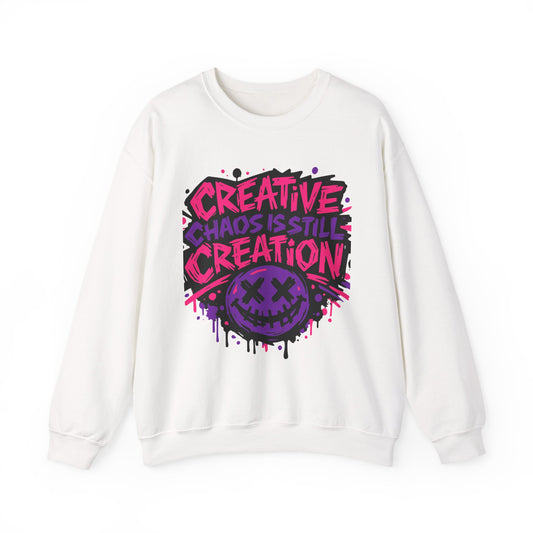 Creative Chaos Crewneck Sweatshirt — "Creative Chaos Is Still Creation" Graphic - Estrella & The Stars
