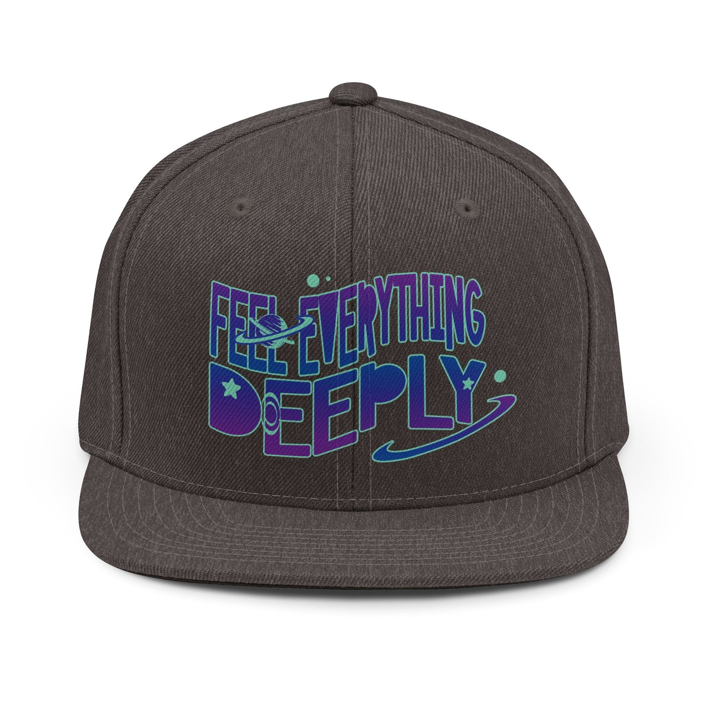 Snapback Hat — "Feel Everything Deeply" Retro Psychedelic Embroidered Cap - Estrella & The Stars