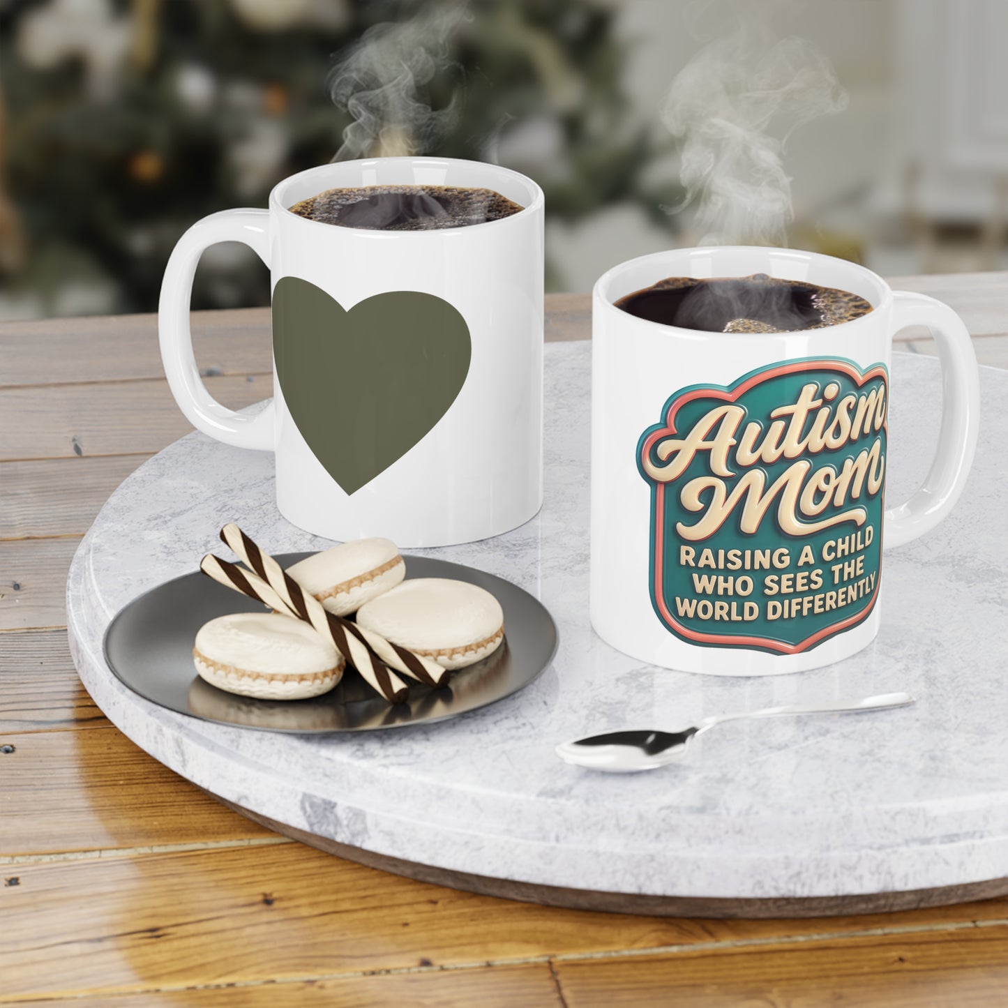 Heart Accent Ceramic Mug for Autism Moms - Classic Love Design (11oz/15oz/20oz) - Estrella & The Stars