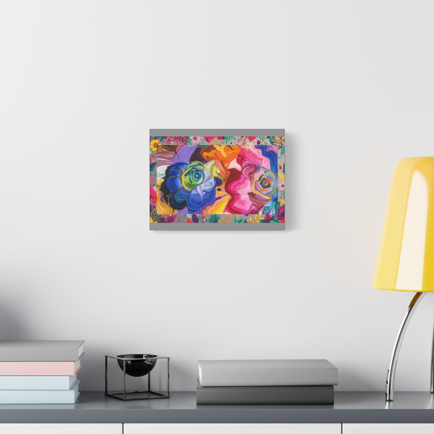 Colorful Floral Abstract Matte Stretched Canvas – Vibrant Rose Wall Art - Estrella & The Stars
