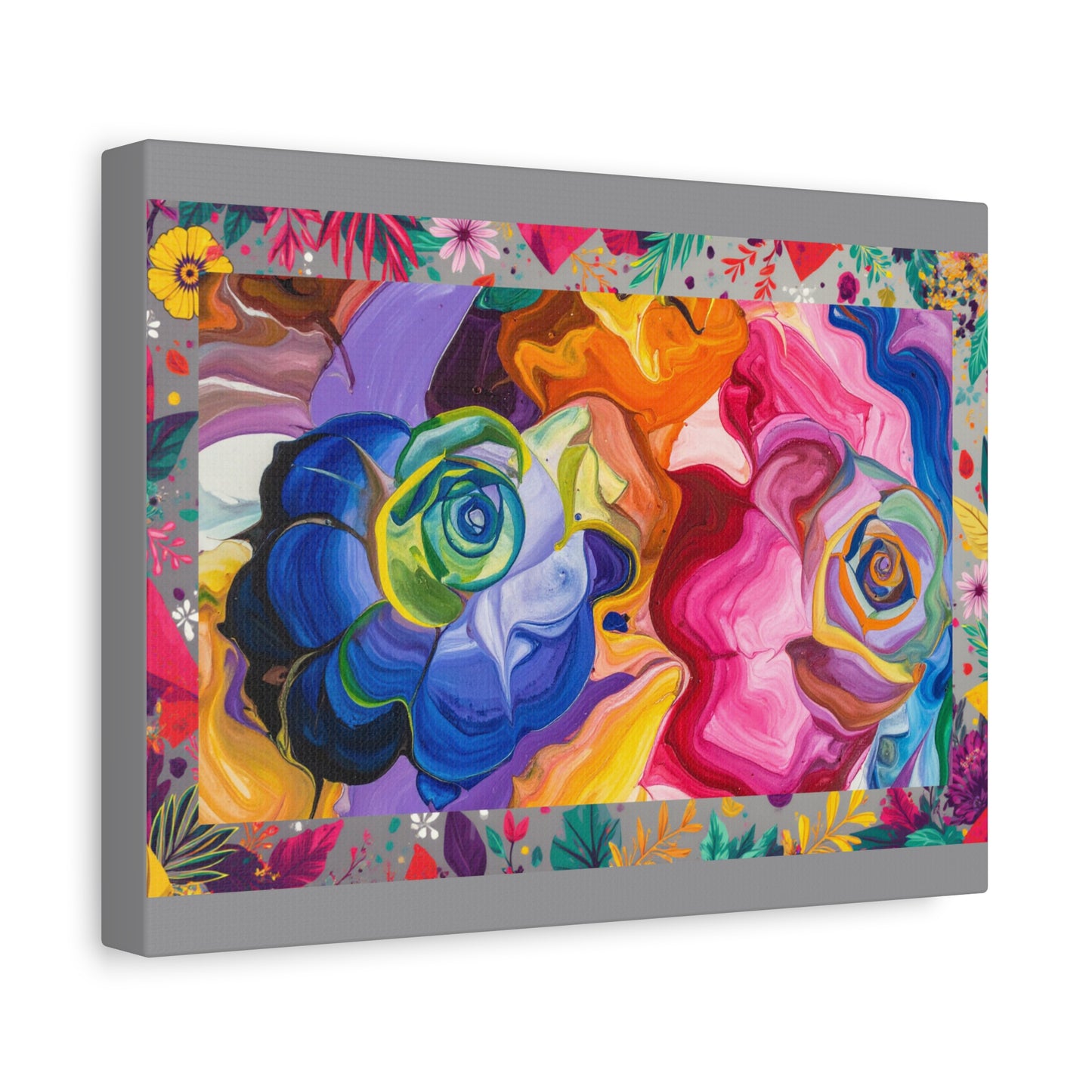 Colorful Floral Abstract Matte Stretched Canvas – Vibrant Rose Wall Art - Estrella & The Stars