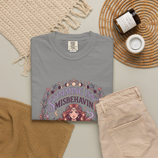 Graphic T-Shirt — Stimming Isn’t Misbehaving” Vintage Floral Girl Tee - Estrella & The Stars