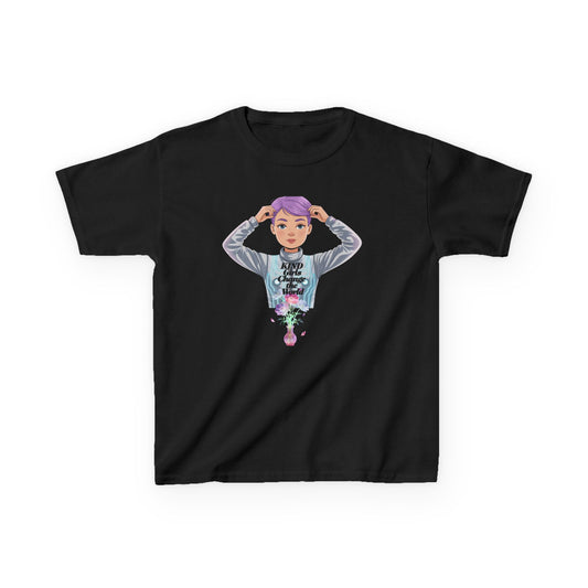 Kids Tee — 'Take The Night' Graphic Shirt with Purple - Haired Character - Estrella & The Stars