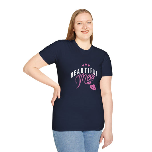 Beautiful Mess T-Shirt — Cute Pink Script Graphic Tee - Estrella & The Stars