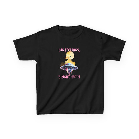 Kids T‑Shirt — Cute Duck on Mushroom “Big Feelings, Bright Heart” - Estrella & The Stars