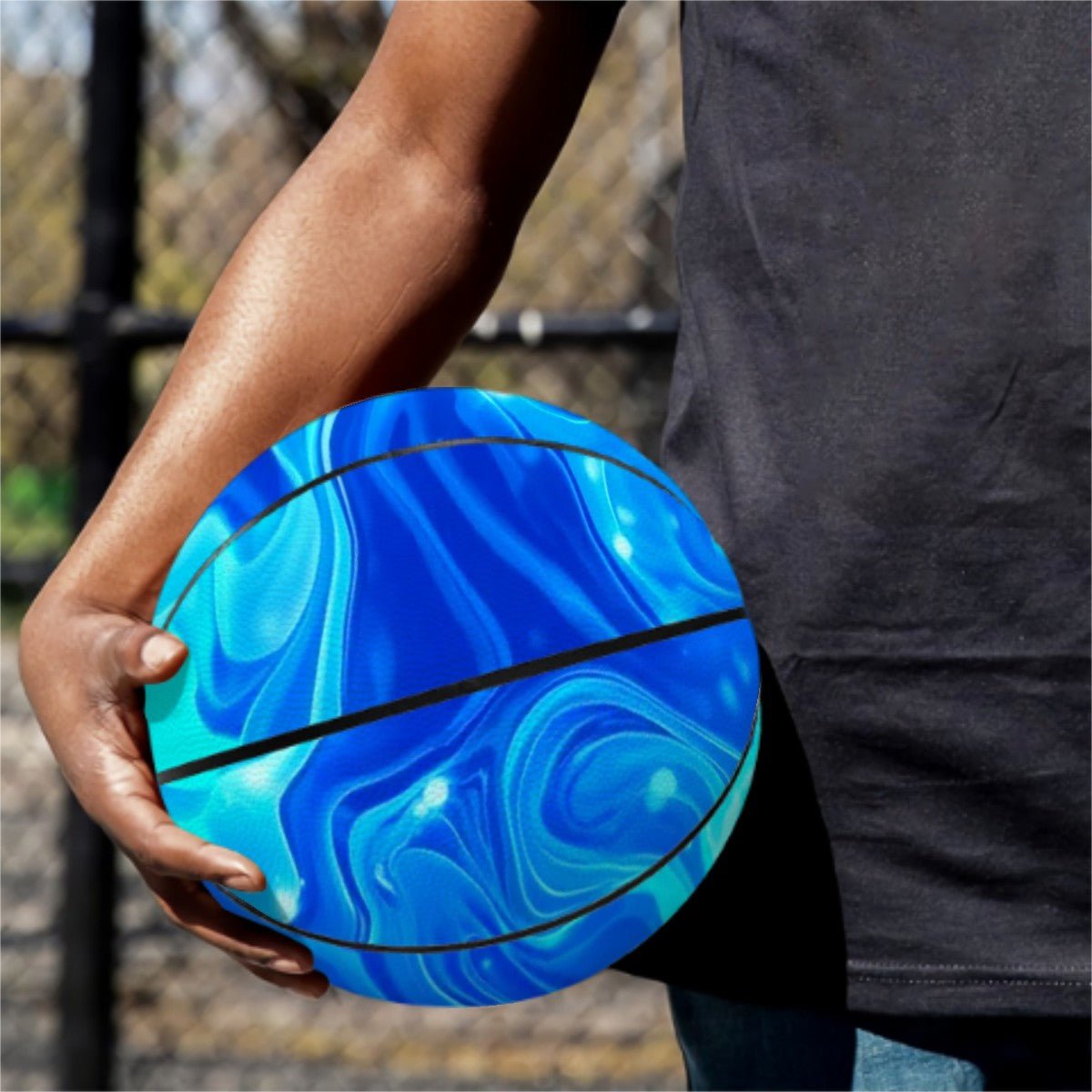 Artsy Blue Basketball – Custom Unique One-of-a-Kind Ball - Estrella & The Stars
