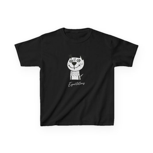Kids Tee — Cute Cat Drawing with 'Expectations' Script - Estrella & The Stars
