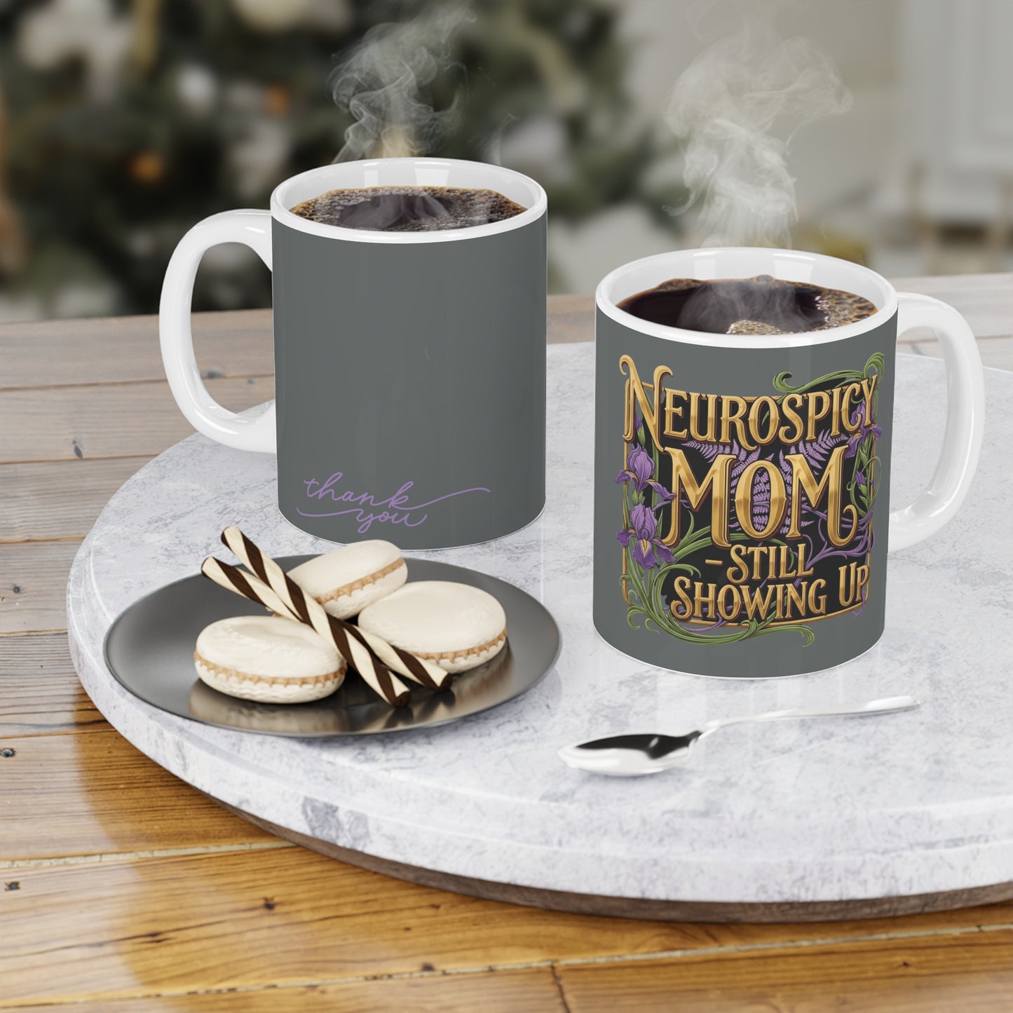Mothers Day Gift - Neurospicy Mom Mug — "Still Showing Up" Inspirational Ceramic Coffee Cup - Estrella & The Stars