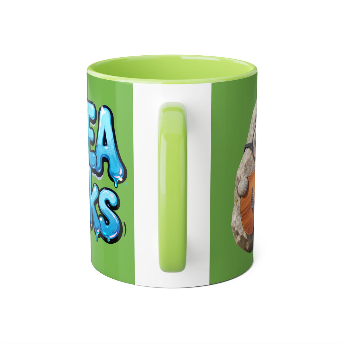 Accent Mug — Cute Guitar Rock Character "My Rock" Ceramic Coffee Cup (11oz) - Estrella & The Stars