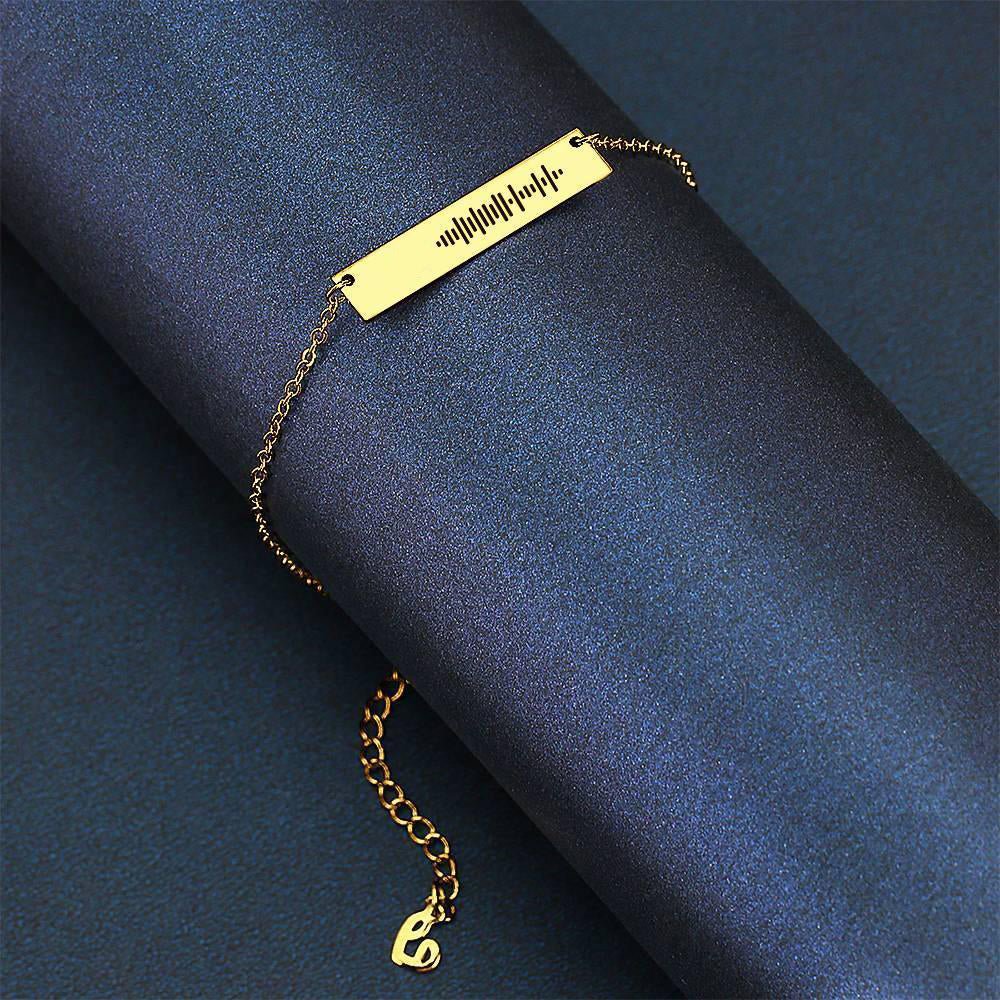 Personalized QR Code Bar Anklet with Custom Music Engraving - Estrella & The Stars