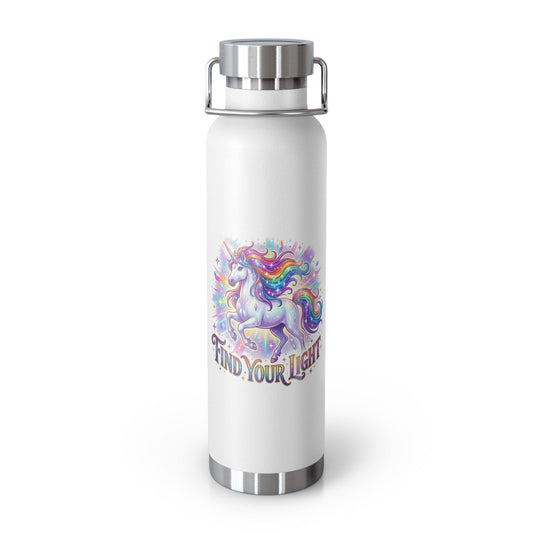 Find Your Light Unicorn Insulated Water Bottle — 22oz Copper Vacuum - Estrella & The Stars