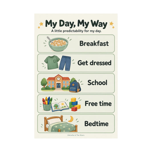 My Day, My Way Kids Routine Poster — Visual Morning & Bedtime Schedule - Estrella & The Stars
