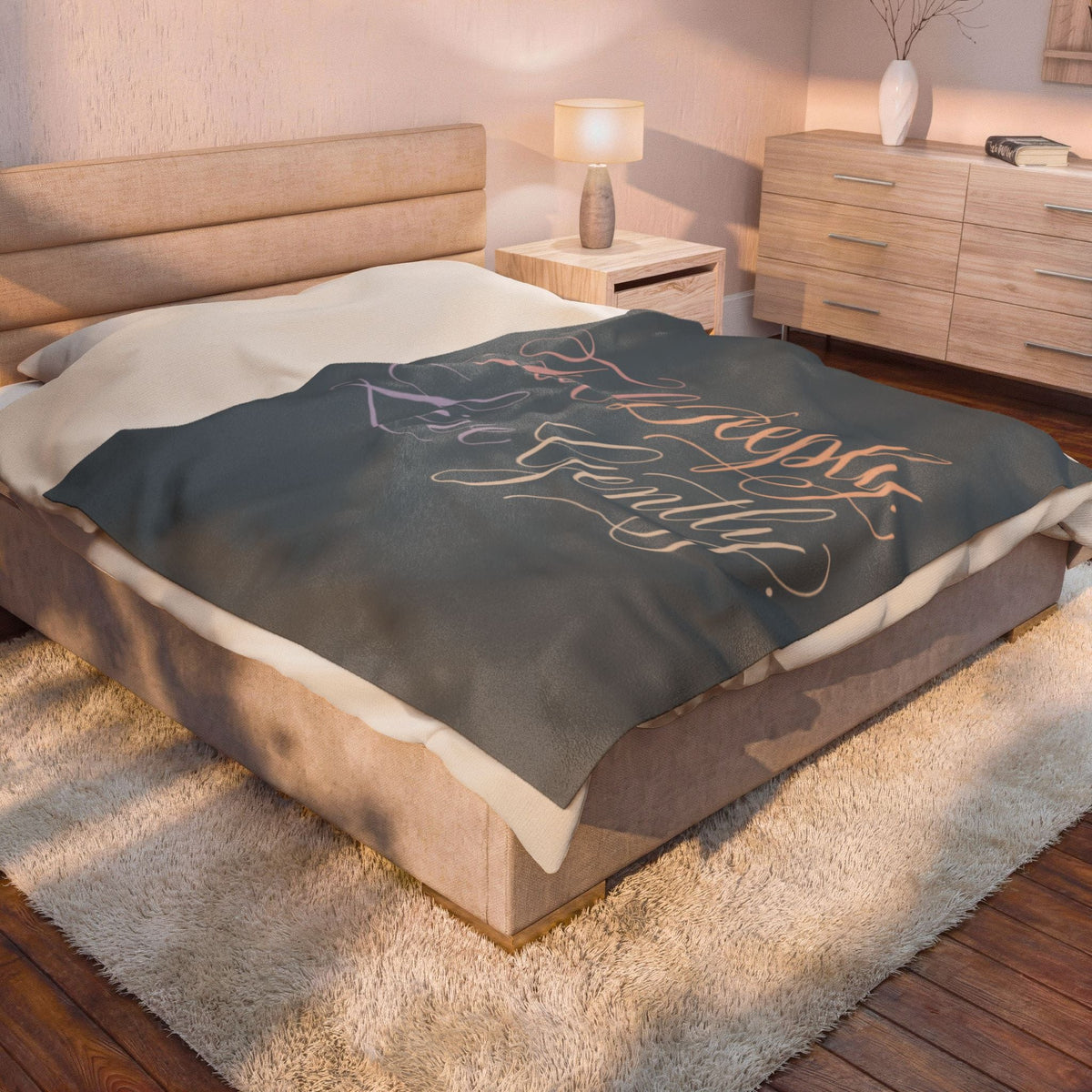 Velveteen Plush Blanket — "Feel Deeply, Live Gently" Inspirational Throw - Estrella & The Stars
