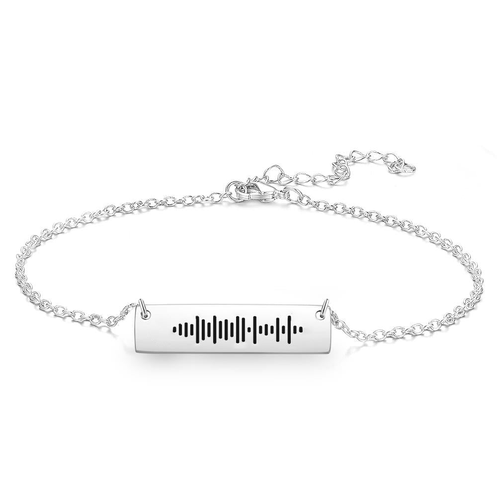 Personalized QR Code Bar Anklet with Custom Music Engraving - Estrella & The Stars