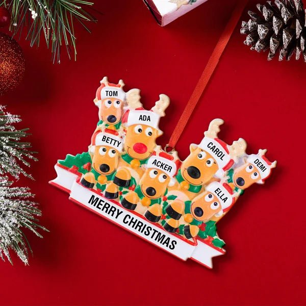 Custom Name Reindeer Family Xmas Ornament Personalized Christmas Decoration Gifts - Estrella & The Stars