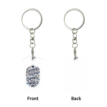 Empower Teachers Empower The Wolrd - Rectangular Metal Keychain - Estrella & The Stars