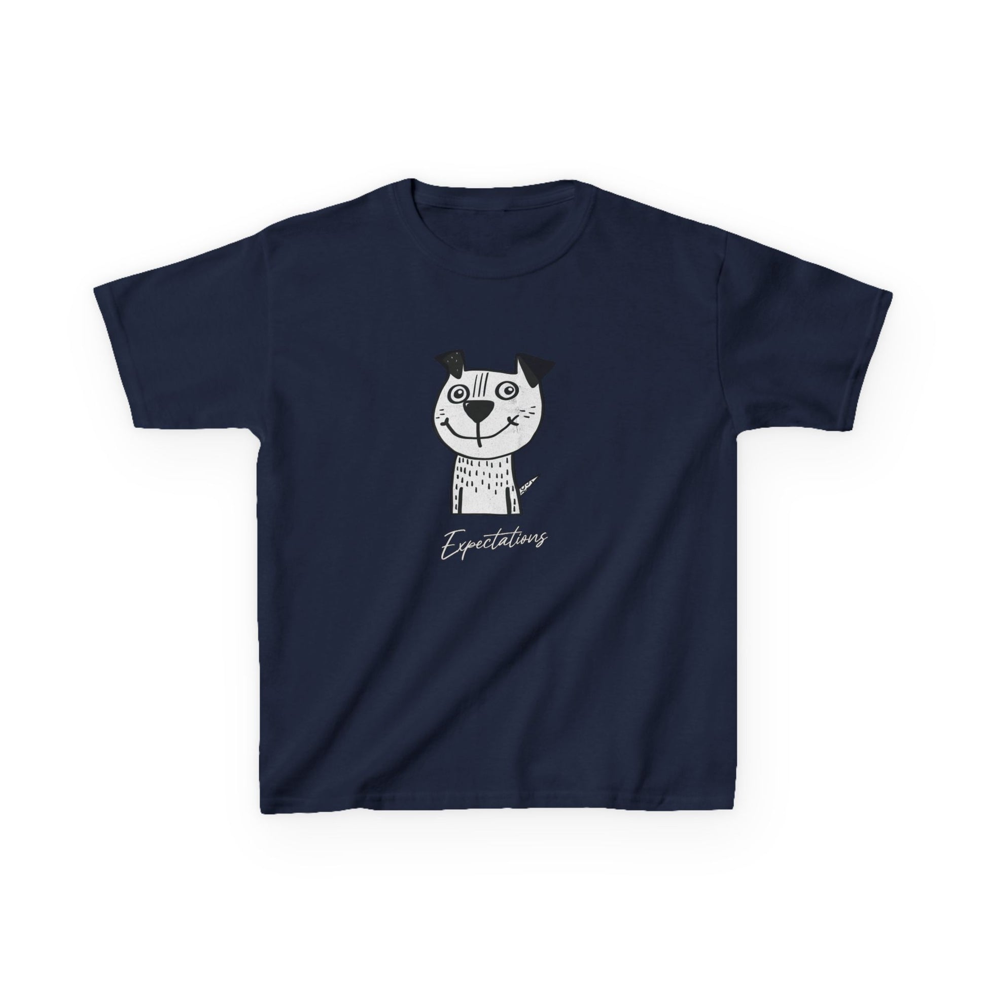 Kids Tee — Cute Cat Drawing with 'Expectations' Script - Estrella & The Stars