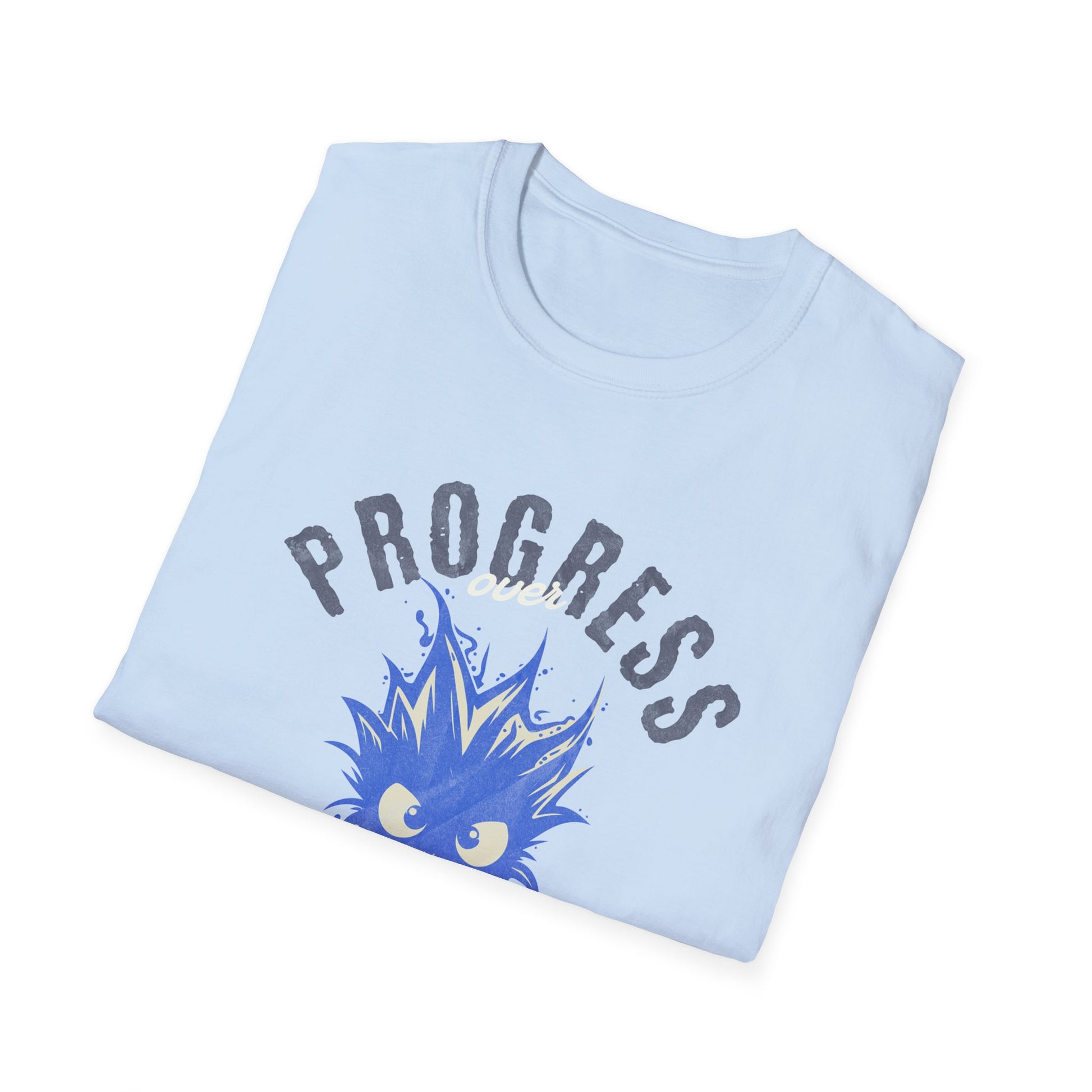 Progress Over Perfection T-Shirt — Motivational Graphic Tee with Spiky Cat Illustration - Estrella & The Stars