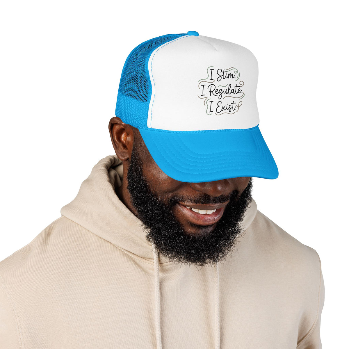 Abstract Ocean Wave Trucker Hat — Nautical Foam Mesh Cap - Estrella & The Stars