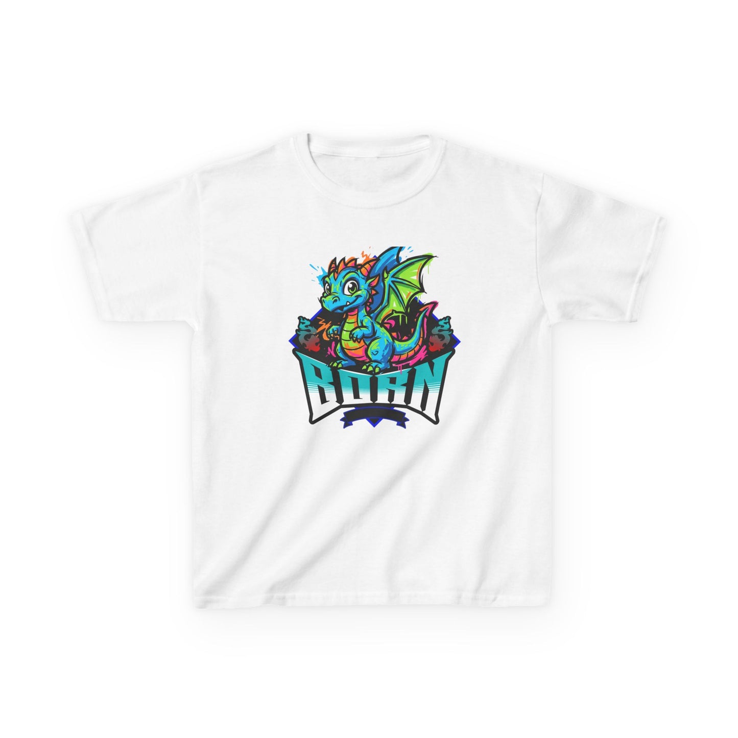 Dragonborn Kids T‑Shirt — Colorful Baby Dragon 'BORN' Graphic Tee for Kids - Estrella & The Stars