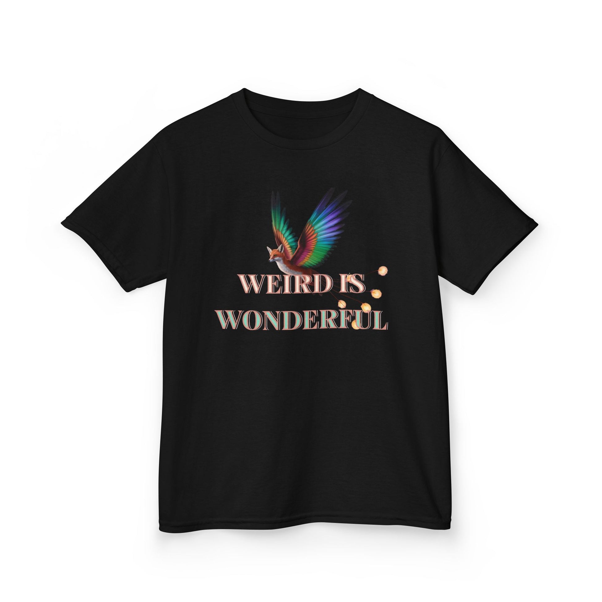 Kids Tee — "Weird Is Wonderful" Rainbow Bird Graphic - Estrella & The Stars