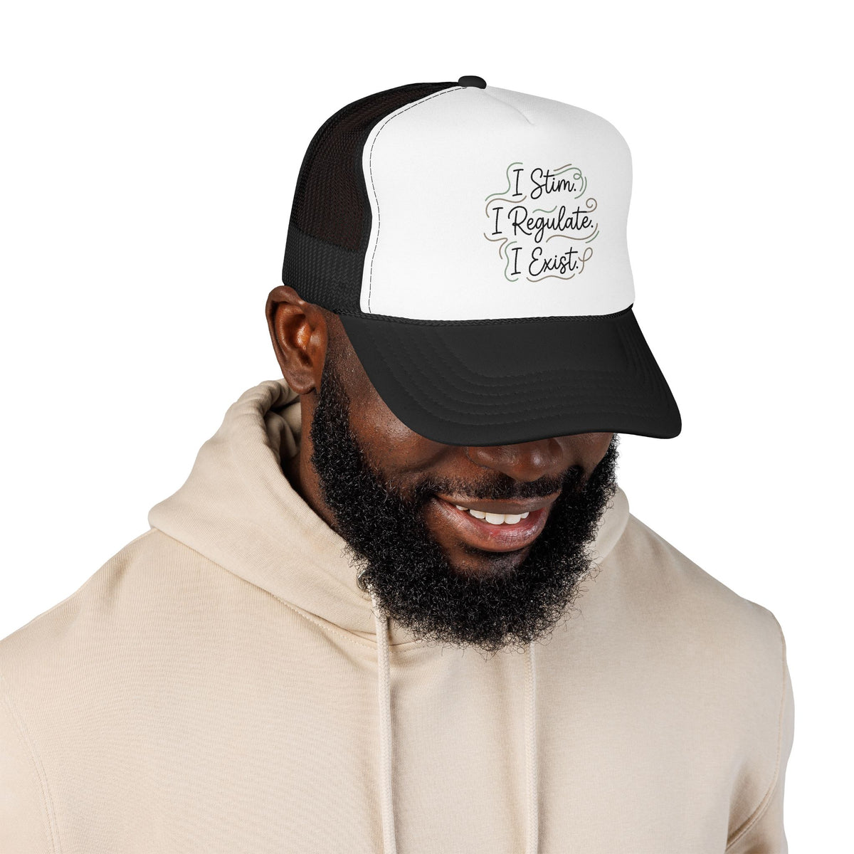 Abstract Ocean Wave Trucker Hat — Nautical Foam Mesh Cap - Estrella & The Stars