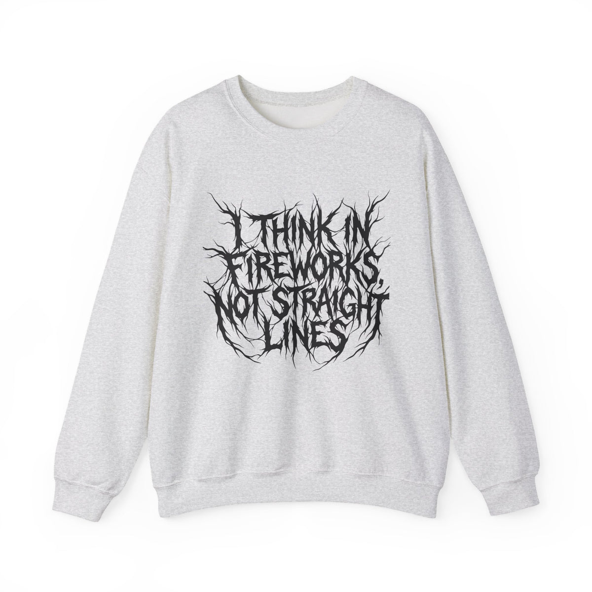 Crewneck Sweatshirt — “I Think in Fireworks, Not Straight Lines” Graphic - Estrella & The Stars