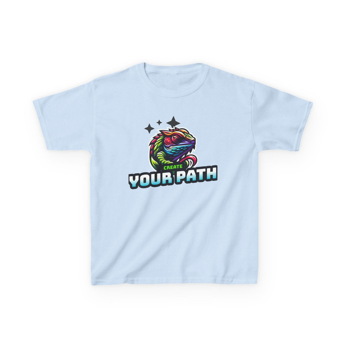 Kids T‑Shirt — Colorful Dragon Illustration "Create Your Path" - Estrella & The Stars