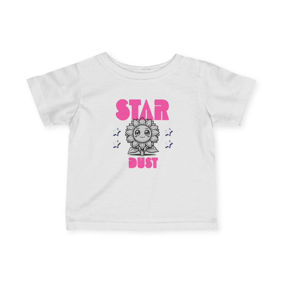 Infant Tee - 'Star Dust' Cute Sun Graphic Baby T-Shirt (Pink Retro Text) - Estrella & The Stars