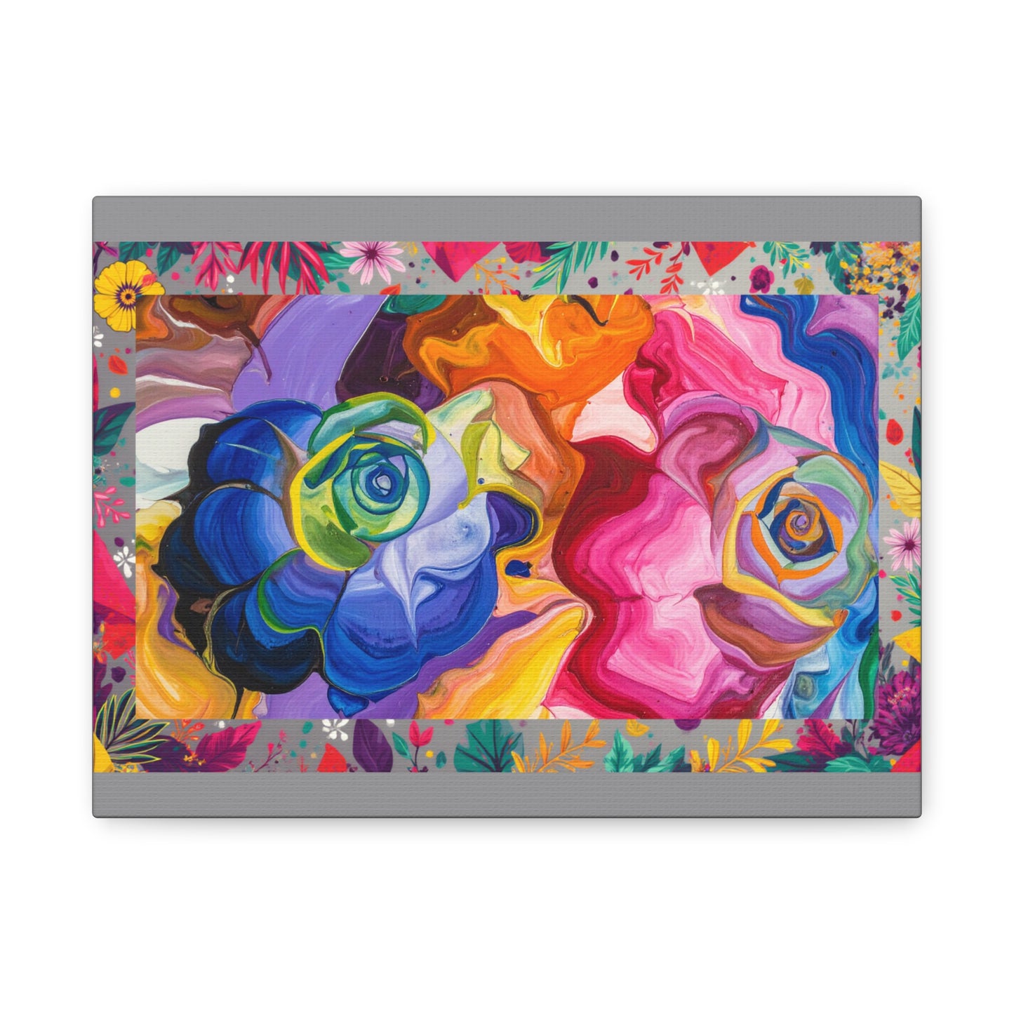 Colorful Floral Abstract Matte Stretched Canvas – Vibrant Rose Wall Art - Estrella & The Stars