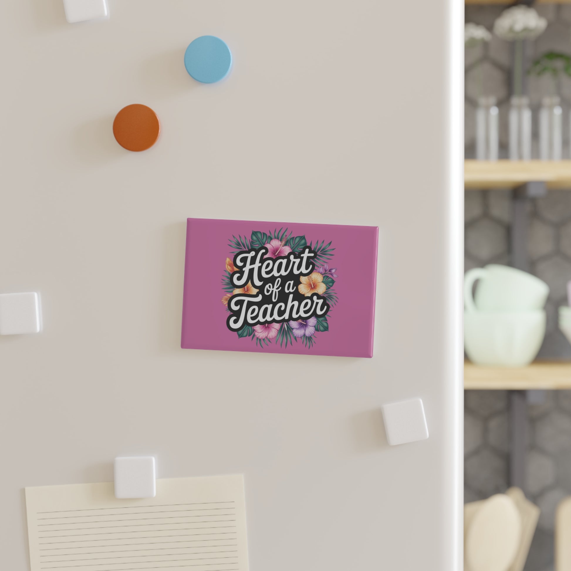 Gift for Teacher - Teacher Magnet — “Heart of a Teacher” Floral Rectangle - Estrella & The Stars