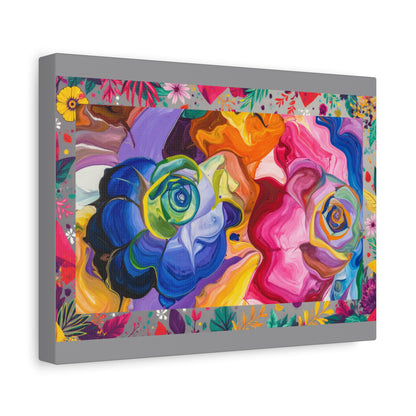 Colorful Floral Abstract Matte Stretched Canvas – Vibrant Rose Wall Art - Estrella & The Stars