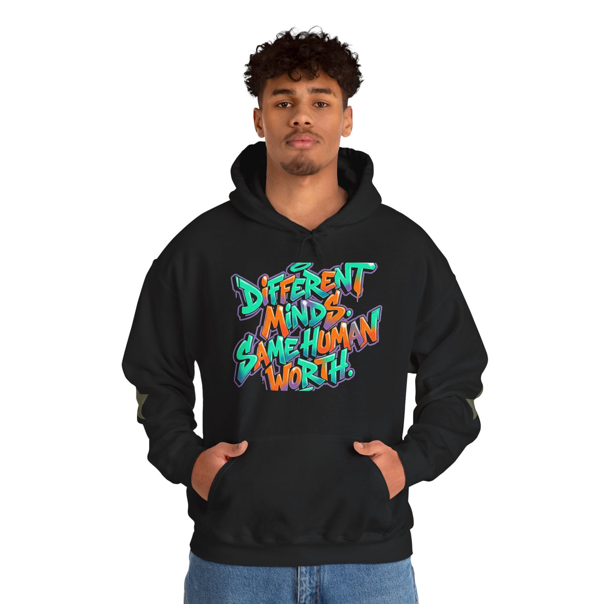 Hoodie — "Different Minds, Same Human Worth" Graffiti Streetwear Hoodie - Estrella & The Stars