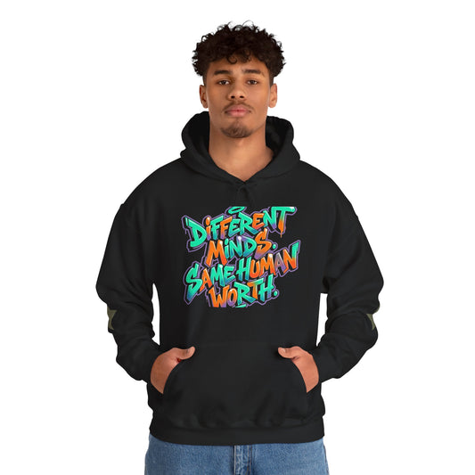 Hoodie — "Different Minds, Same Human Worth" Graffiti Streetwear Hoodie - Estrella & The Stars