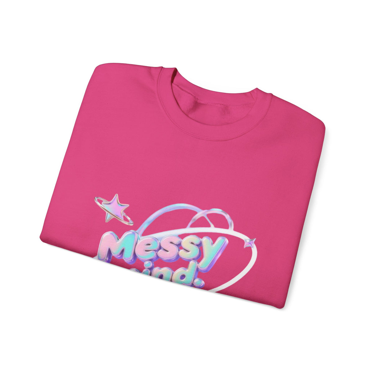 Crewneck Sweatshirt — 'Messy Mind, Magic Ideas' Pastel Space Graphic - Estrella & The Stars