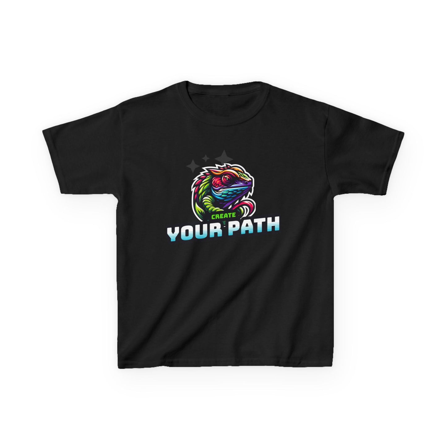 Kids T‑Shirt — Colorful Dragon Illustration "Create Your Path" - Estrella & The Stars