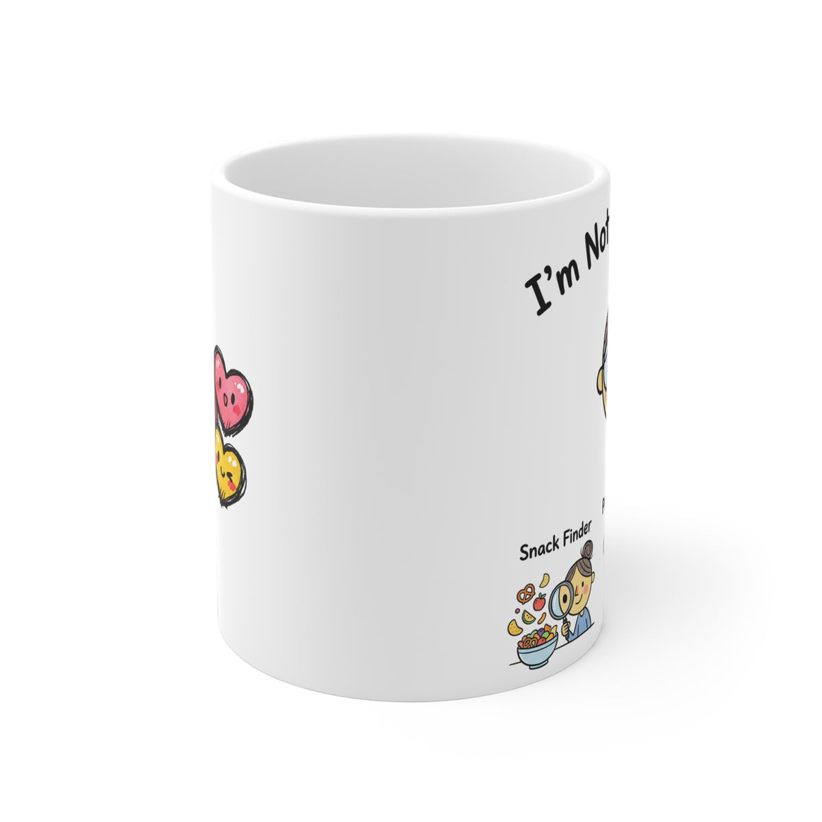 Cute Heart Cartoon Mug — "I'm Not Bossy, I'm the Snack Finder" Ceramic Coffee Cup - Estrella & The Stars