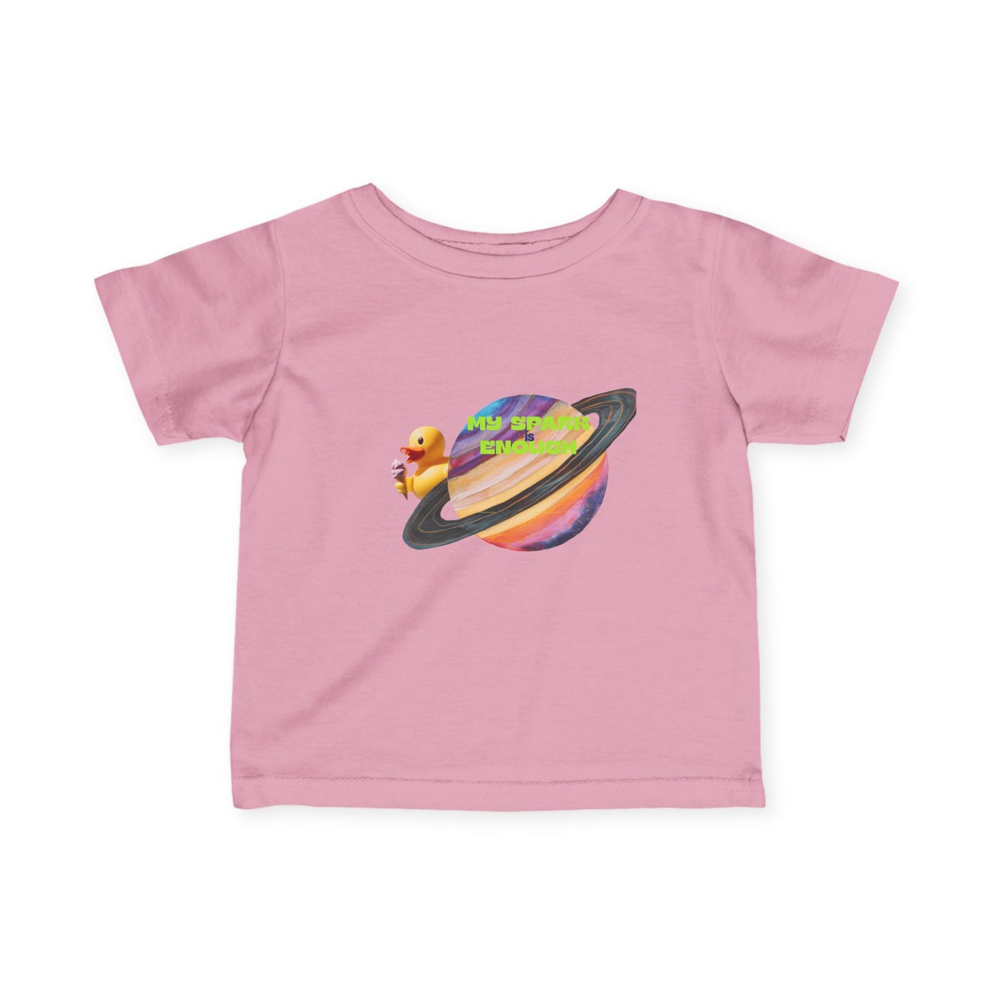 Infant Tee — Cute Rubber Duck on Saturn Baby T‑Shirt ("Aim Your Eyes") - Estrella & The Stars