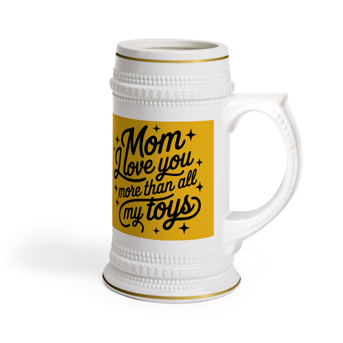 Love You Mom Stein Mug - Ceramic Beer Stein with 'Thank You' Banner - Estrella & The Stars
