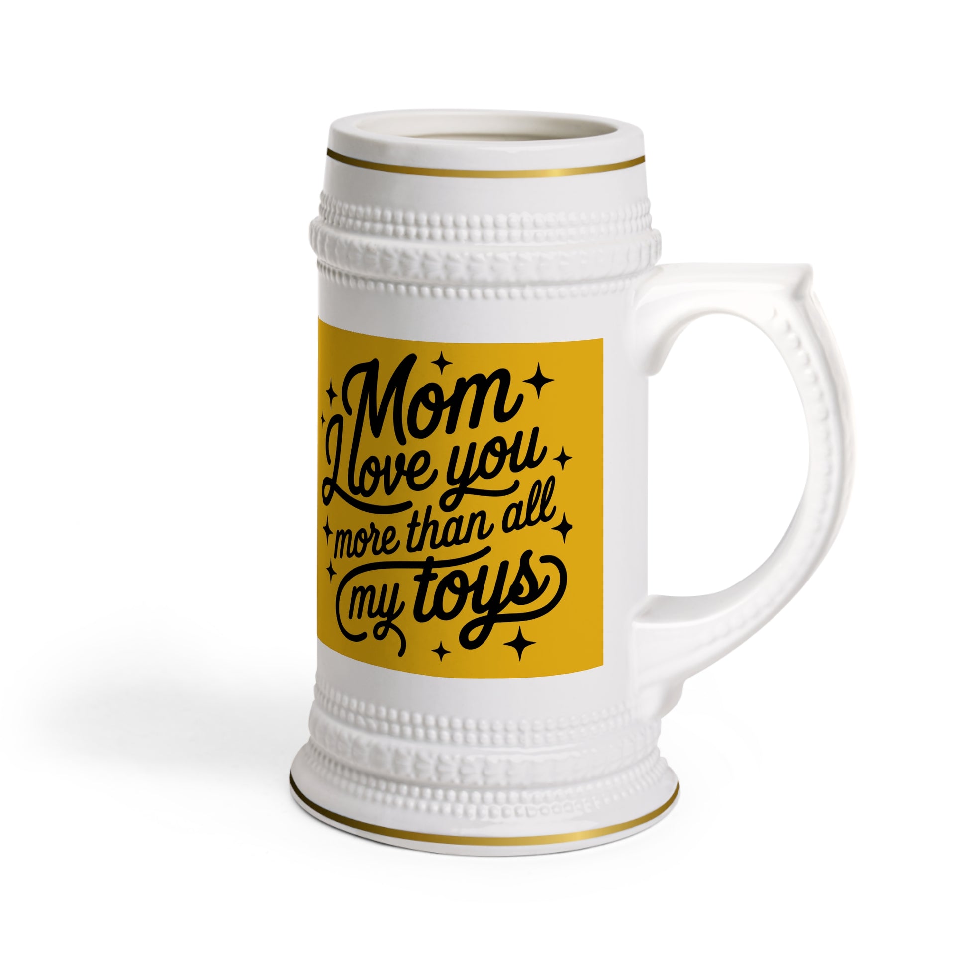 Love You Mom Stein Mug - Ceramic Beer Stein with 'Thank You' Banner - Estrella & The Stars