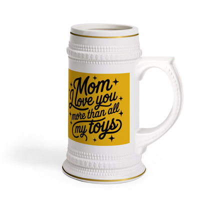 Love You Mom Stein Mug - Ceramic Beer Stein with 'Thank You' Banner - Estrella & The Stars