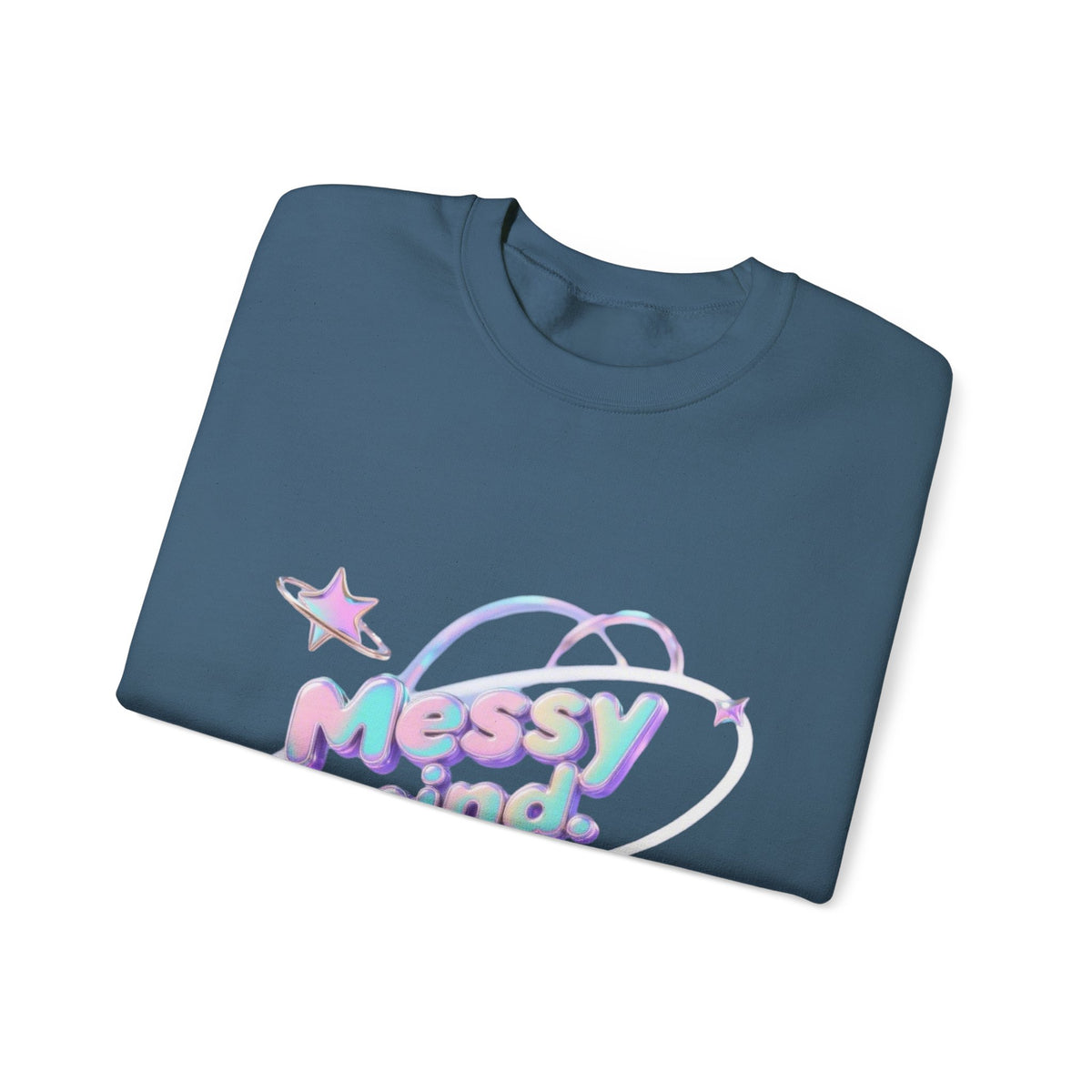 Crewneck Sweatshirt — 'Messy Mind, Magic Ideas' Pastel Space Graphic - Estrella & The Stars