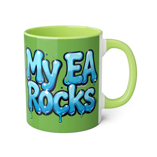 Accent Mug — Cute Guitar Rock Character "My Rock" Ceramic Coffee Cup (11oz) - Estrella & The Stars