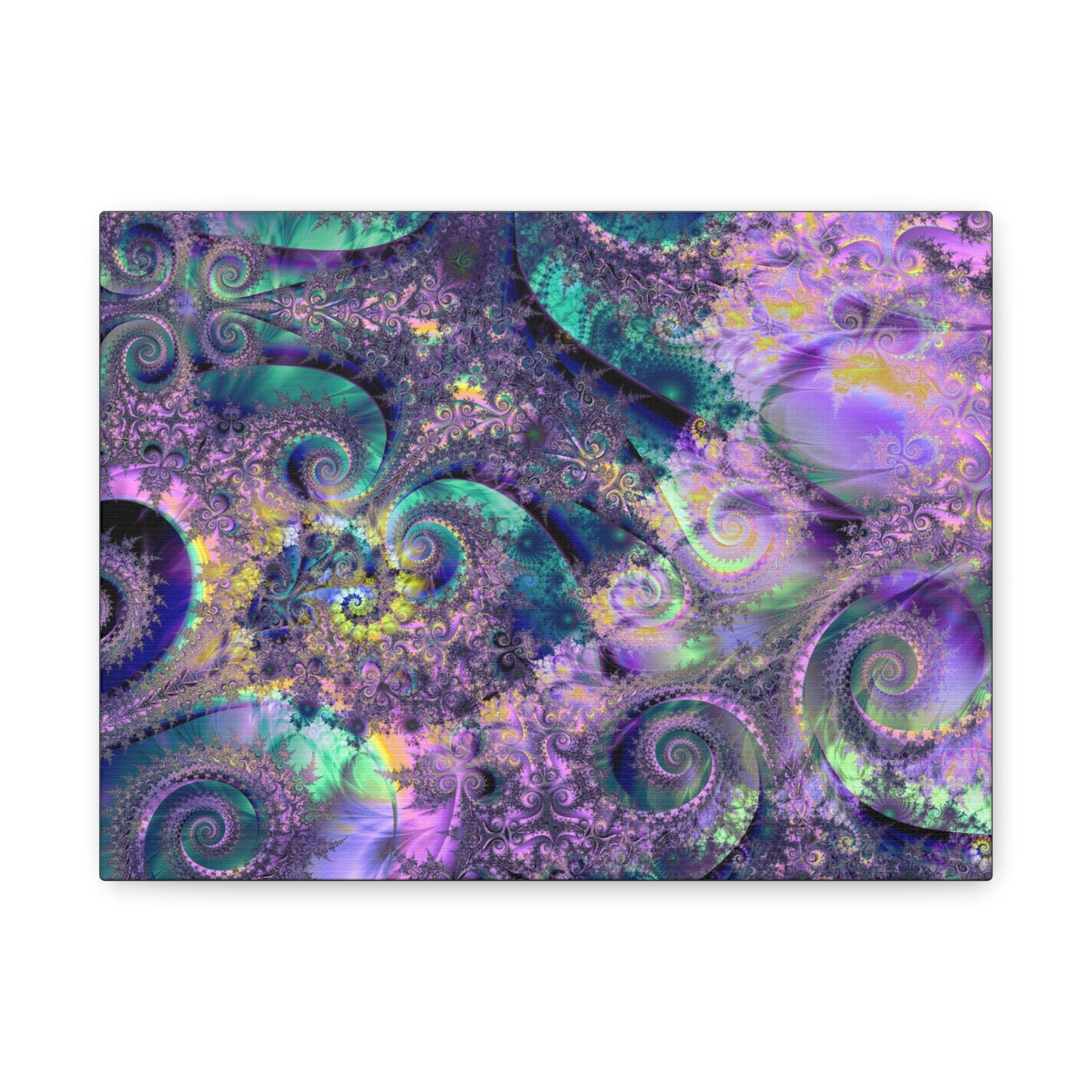 Abstract Purple Green Fractal Art Canvas Print — Swirling Psychedelic Wall Decor - Estrella & The Stars