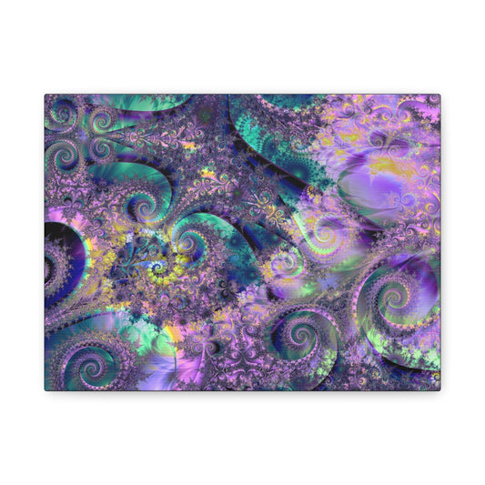 Abstract Purple Green Fractal Art Canvas Print — Swirling Psychedelic Wall Decor - Estrella & The Stars