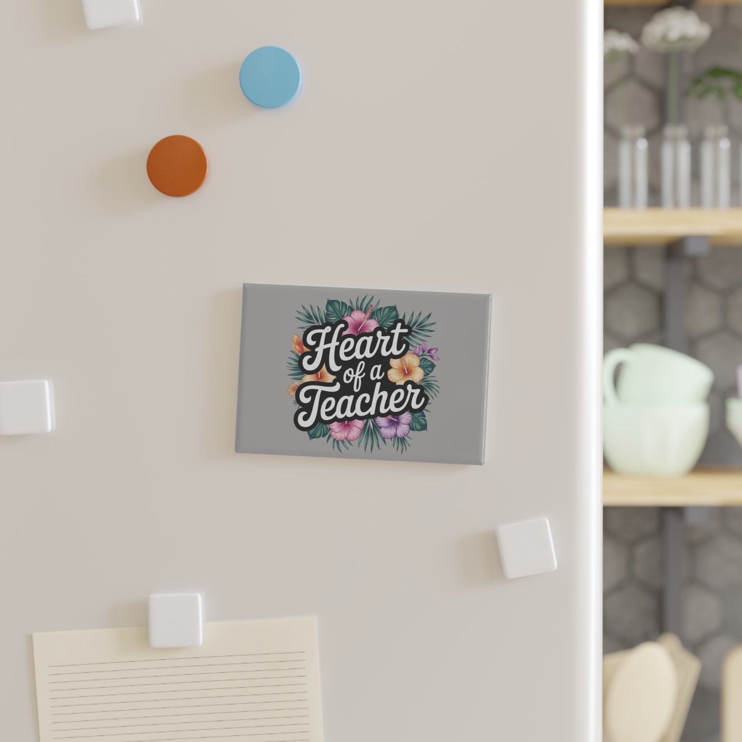 Rectangle Magnet — "Heart of a Teacher" Floral Appreciation Gift - Estrella & The Stars