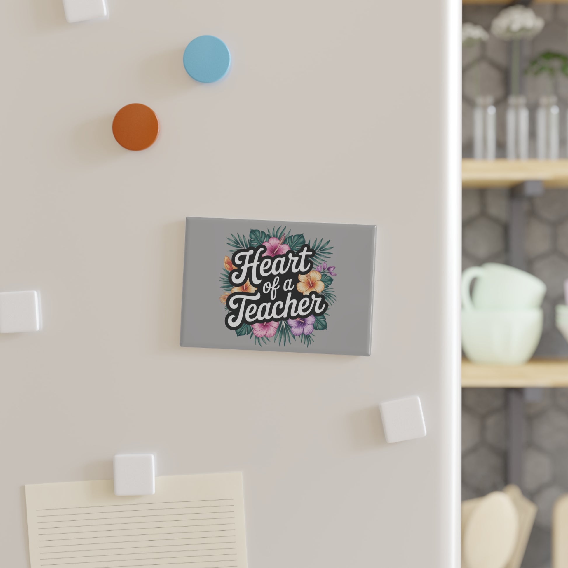 Rectangle Magnet — "Heart of a Teacher" Floral Appreciation Gift - Estrella & The Stars