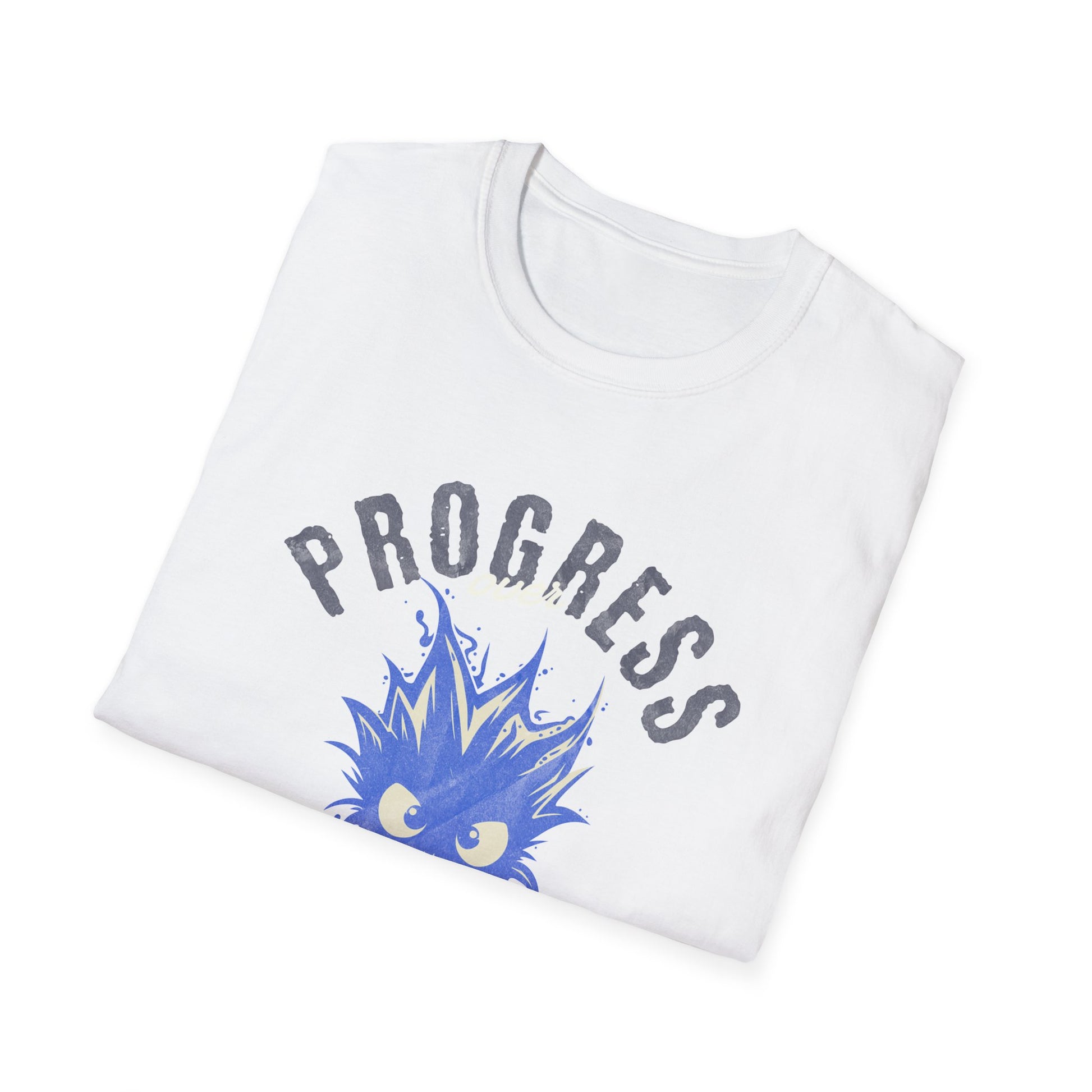Progress Over Perfection T-Shirt — Motivational Graphic Tee with Spiky Cat Illustration - Estrella & The Stars