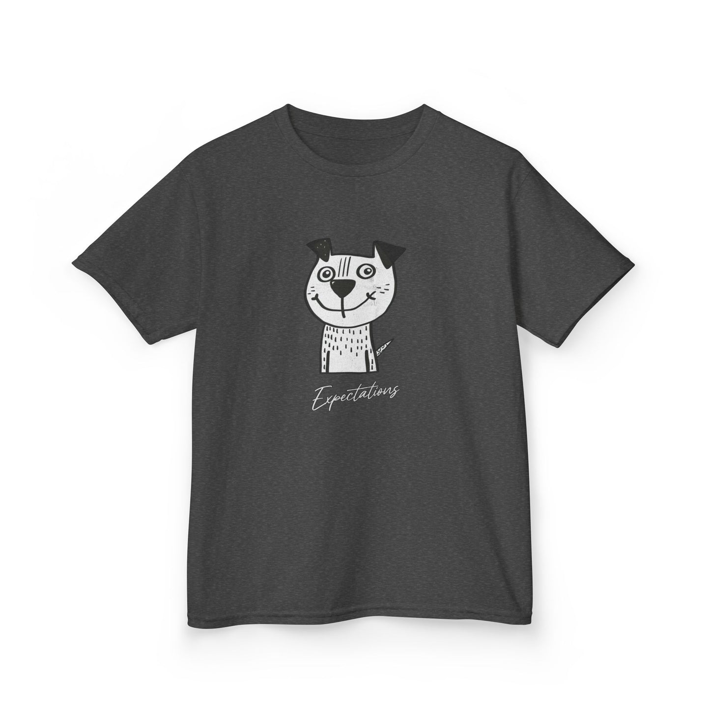 Kids Tee — Cute Cat Drawing with 'Expectations' Script - Estrella & The Stars